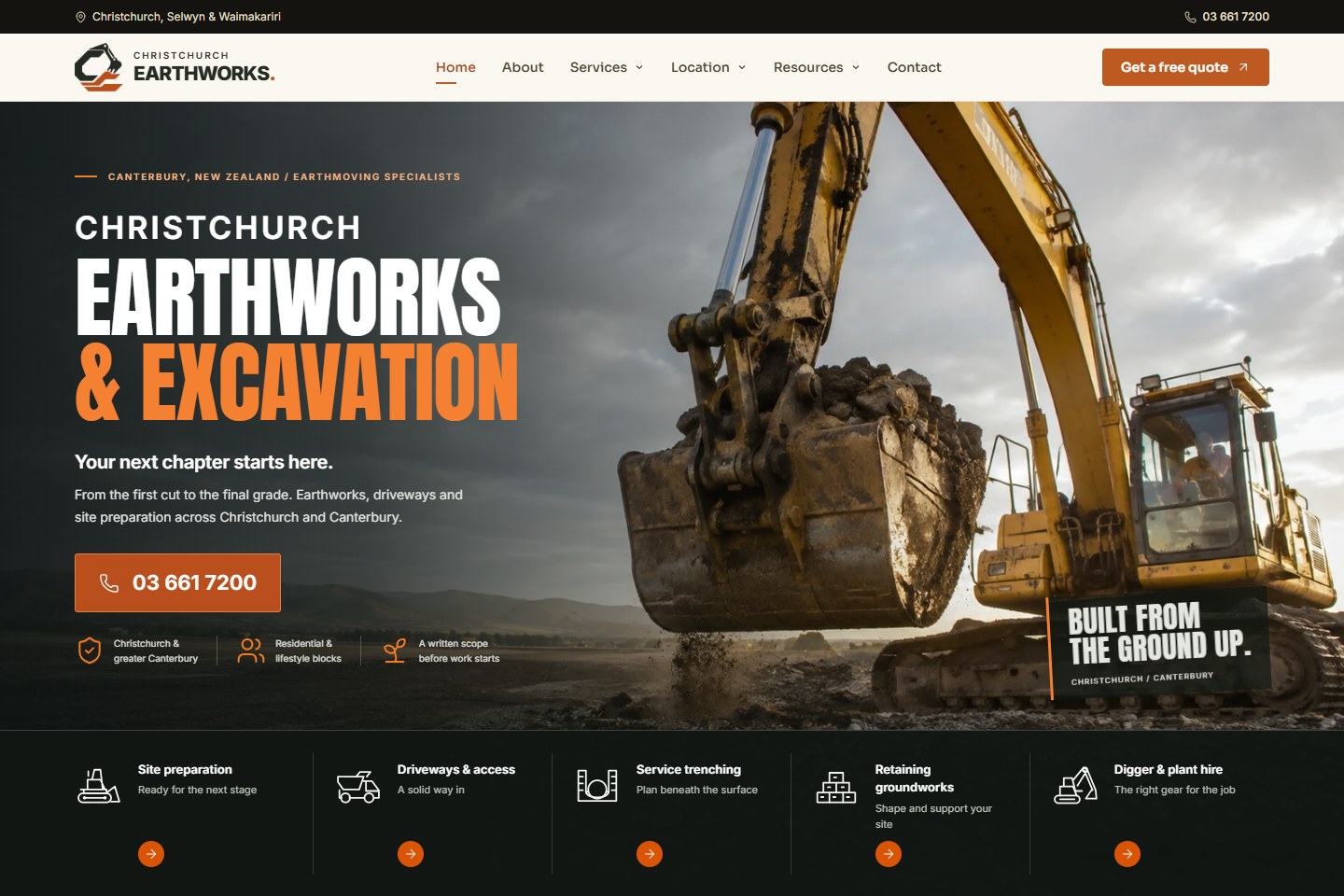 Christchurch Earthworks website preview